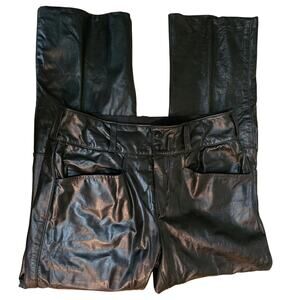 Vintage 1970s Black Leather Pants The Leather Shop Sears Mens Size 36 Waist